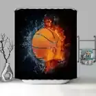 The Big Ball Is On Fire 3D Shower Curtain Polyester Bathroom Decor Waterproof