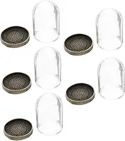 HOMSFOU 5Sets DIY Micro Landscape Ornament Glass Dome with Tray Preserved Flower Cover for Home Lightweight and Portable Decoration for Handmade and Office