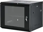 6U 0.8mm Wall Mount Server Rack, 17.7" Deep, Locking Glass Door for 19" IT Equipment, Black