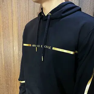 美國百分百【全新真品】Armani Exchange 連帽上衣 棉質 TH 帽T 休閒 長袖 logo 黑色 CF88