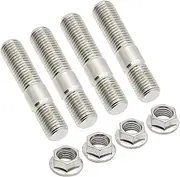 MCFPGFVKNA 4X Manifold Studs & Flange Nuts M10 X 1.25 Stainless Steel Inlet Exhaust Fit for Toyota Fit for Nissan Shim