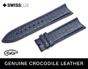 For RAYMOND WEIL BLUE Alligator Curved Ends Watch Crocodile Leather Strap Band