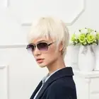 Short Straight Blonde Wig Pixie Cut Wig Real Human Hair None Lace Wig Daily Use