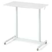 CostwayC-Shaped Sit Stand Desk with Adjustable Height and Metal Frame-White