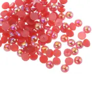 720pcs ABS Half Pearl Beads 6mm Flat Back Imitation Pearl Colorful Red