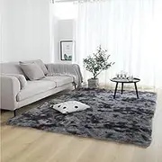 Large Fluffy Area Rugs, Soft Shaggy Rugs Carpets for Living Room Bedroom Dining, 200 x 230cm Indoor Modern Non Slip Chair Mat Home Decor Carpet Floor Mat, Dark Grey