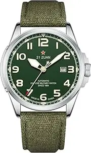 [Sea-Gull] Men's Mechanical Wristwatch, Military Watches for Men, Mens Army Tactical Field Sport Work Watch, Waterproof Date Display, Outdoor Work Wrsitwatch, D581, Green, Green