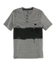 Marc Ecko Mens Tattered Colorblock Henley Shirt, Grey, Small