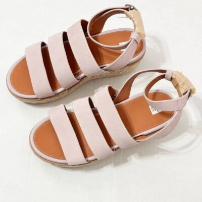 FITFLOP NWB Sz 8 Soft Lilac Suede Eloise Strappy Espadrille Wedge Sandals