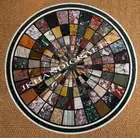 29" Marble Side Table Top Handicraft Inlay Semi Precious Stone Living Room Decor