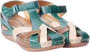 [ZHTAISOU] Sandals Retro Summer Round Toe Sloping Heels for Women's Sandals Sandal