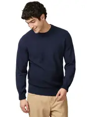 [Ben Sherman] Textured Front Crew Neck Knit in Dark Navy