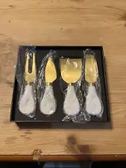 Cheese Knives 4pc Set with Ceramic Handle,Mini Cheese Knife Slicer NWB