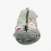 WhiskerWonders Gray Cat Plush Pencil Pouch