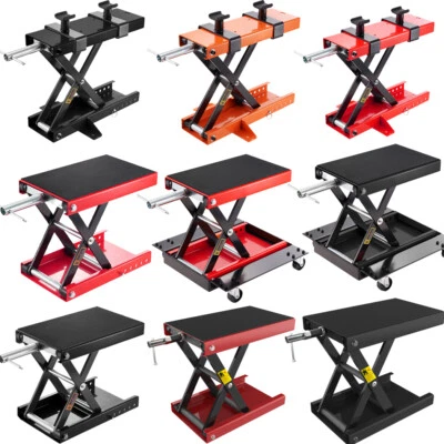 1100lb Motorbike Stand Motorcycle Center Scissor Lift Jack with Wheels / Saddle