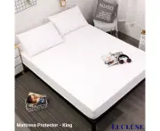 Lecluse Waterproof Bed Sheets Mattress Protector Pillow Cover Single Queen King - Bed Sheet - White King