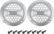 uxcell 2 Pcs 2inch Silver Gray Speaker Grill Mesh Plastic Woofer Guard Protector Dust Cover Silver Gray Decorative Circle Plastic Frame with Screws for Home Audio Car Speaker Replacement