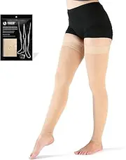 VARCOH Compression Socks for Women Thigh High Open Toe,A pair of real compression socks Best for DVT, Maternity, Pregnancy, Varicose Veins, Relief Shin Splints,Edema (M,Beige)
