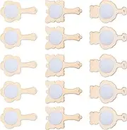 15pcs Wooden Handle Mirror Unfinished Blank Mirror Kids DIY Wood Mold Mirror Hand Painting Mirror Children Wood Craft Toys (Random Style)