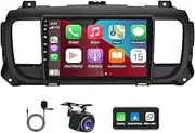 4G+64G CarPlay Android 14 Car Stereo for Peugeot Expert for Citroen Jumpy 3 2016-2023 9Inch Wired/Wireless Carplay Android Auto In-Dash Car Player Support FM/RDS Radio Mirror Link SWC Split Screen