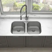 MU3218D 32" X 18" X 9" Undermount Double Bowl Kitchen Sink with 18 Gauge 304 Sta