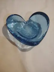 Fire And Light Glassware Heart Trinket Dish Cobalt Blue