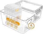 Priver - Breast Milk Freezer Storage Containers, 4 pack - Breastfeeding Essential in Organization and Storage for Milk & Baby Bottles, Reusable Freezer Organizer Bins, 5.2’’ W x 9.3" L x 4.2" H
