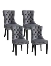 [Artiss] Velvet Dining Chairs 1 Set of 4 in Grey