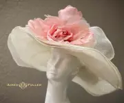 Kentucky Derby Hat Oaks White Cream Pink Big Giant Rose Royal Ascot Bridal Hat