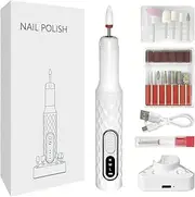 Electric Gel Nail Polish Remover Machine, Electric Nail Drill Cordless, 15000 RPM Manicure Pedicure Grooming Tool with 3 Adjustable Speed for Grinding Polishing Shaping (Silver)