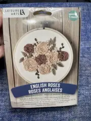 Leisure Arts Embroidery Kit 4" English Roses - embroidery kit for beginners -