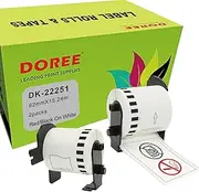 Doree DK-22251, Red/Black on White, 62 mm x 15.24 m, Self Adhesive Continuous Paper Tape Paper, Compatible with Brother's QL-500 QL-570 QL-700 QL-720NW QL-800 QL-810W QL-820NWB QL-1100/11100 2. Pack