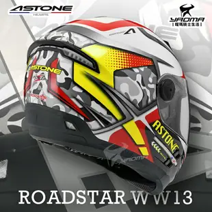 贈好禮 ASTONE安全帽 ROADSTAR WW13 白黃 亮面 全罩 內鏡 雙D扣 眼鏡溝 808 耀瑪騎士