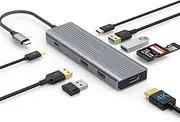 USB Hub, TOTU 9 in 1 USB C Docking Station for Mac OS & Windows (4K HDMI, 2*USB 3.0 Type-A, USB-C Data Transfer Port, 2*USB 2.0 Type-A, SD/TF, USB C PD)