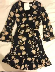 Witchery Floral Swing Dress - Navy Blue - Size 6 - NEW with Tags