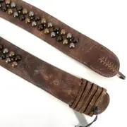 NWT Cassandra Los Angeles Women's Leather Spiked Studded Beluga Belt Brown Small