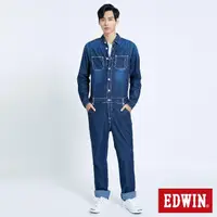 在飛比找momo購物網優惠-【EDWIN】男女裝 503 工裝連身牛仔褲-中性(原藍色)