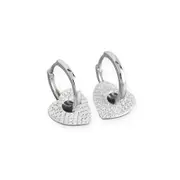 ANYCO Earrings Punk Rock Love Heart Huggies Pendant Women Zircon Gothic Jewelry Sterling Silver