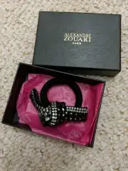 ALEXANDRE ZOUARI Jewel Encrusted Knot Bow Pony Elastic Hair Tie Scrunchy - Black
