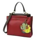NEW Chala Converts Satchel Crossbody Tote Burgundy Red CACTUS coin purse gift
