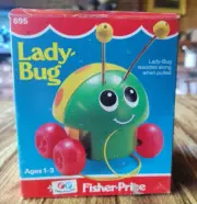 VINTAGE Fisher Price 1982 Ladybug Pull Toy #695 RARE Quaker Oats