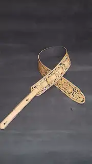 leather guitar strap custom made all by hand this is a show stopper "floral"