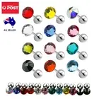 Gem Crystal Earrings Labret Lip Ear Stud Steel Titanium Piercing Screw Ball Back