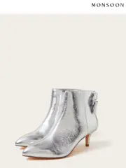Monsoon Silver Evie Kitten Heel Bow Boots (E79470) | $196