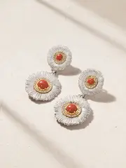 [Buccellati] Buccellati - Blossoms Sterling Silver And Gold Vermeil, Jasper And Diamond Earrings - One size One size Silver