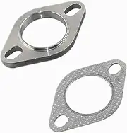2.5'' Exhaust Flange Pipe Header Slotted Bolt Hole Gasket Connection Kit-1 Pcs Flange&1 Pcs Gasket with Nuts and Srews (2.5''-1 Pcs Flange & 1 Pcs Gasket)