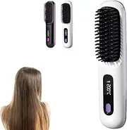 Portable Straightener Brush,Cordless Hair Straightener Brush Styling Brush,Rechargeable Cordless Mini Hair Straightener Comb,Easy to Carry for Traveling (blue)