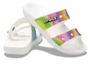 Crocs Classic Spray Dye Sandal White Multi Sandal Flip Flop Size 13