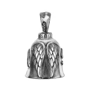 Guardian Bell Keychain - Angel Wing Knight Design for Motorcycle and Bike Riding white