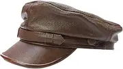 [Yosang] Adult Genuine Leather Fiddler Cap Flat Top Maciejówka Breton Style Mariner's cap